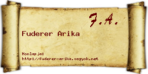 Fuderer Arika névjegykártya